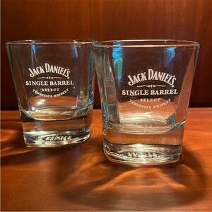 Jack Daniels Single Barrel Select Low Ball Rocks Glasses Collectible Set Of 2